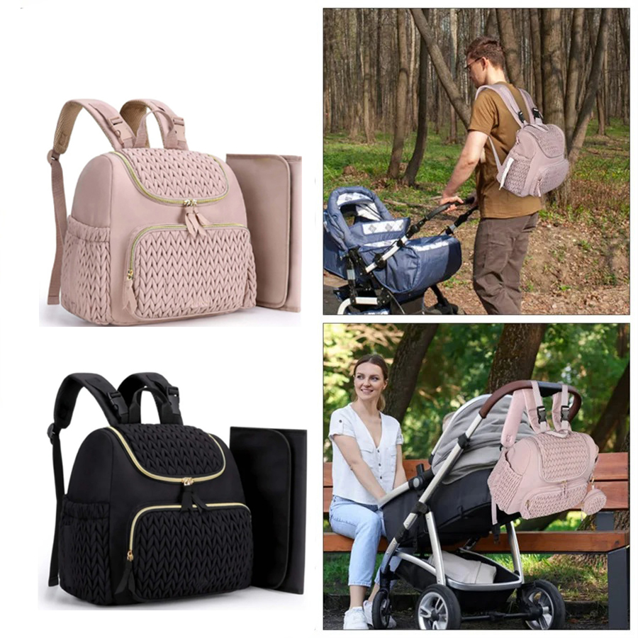 Backpack Diaper Bag - Вместительная сумка-рюкзак для подгузников с вязаным