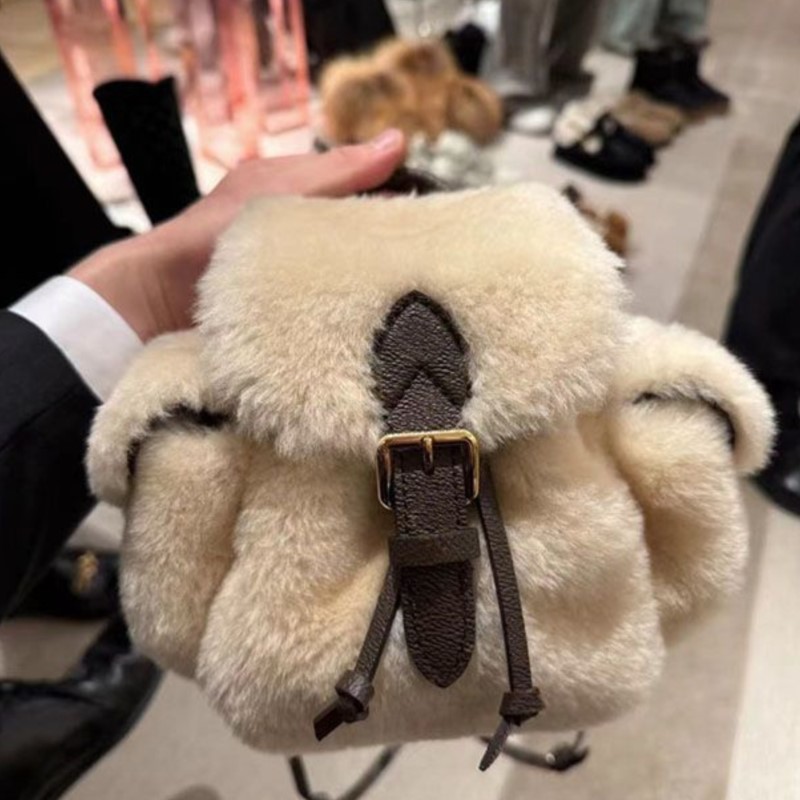 Leather Backpack Vintage - JIAERDI Ретро плюшевый рюкзак женский японский
