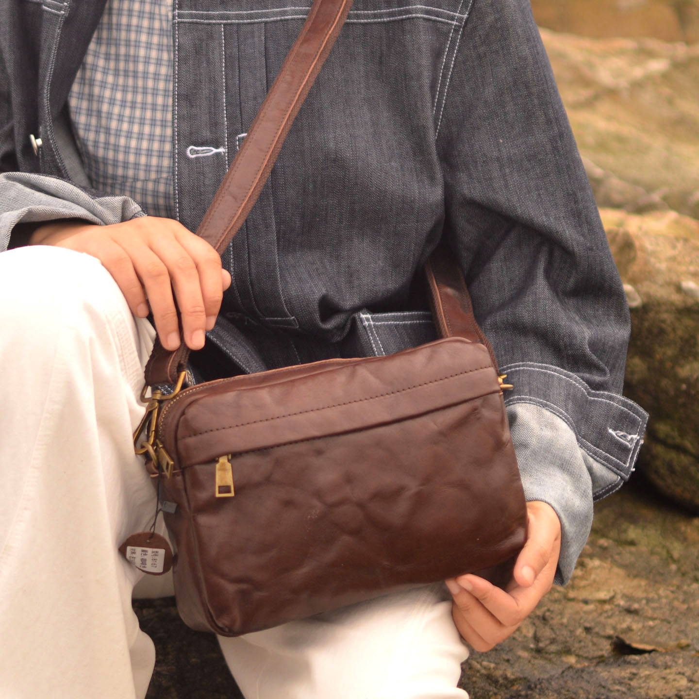 Leather Backpack Vintage - AETOO Новая дизайнерская винтажная сумка через