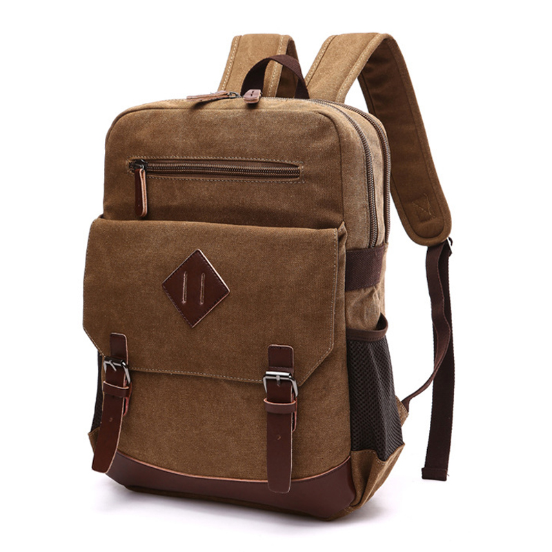 Laptop Backpack 15.6 - Мужской большой винтажный холщовый рюкзак, холщовый