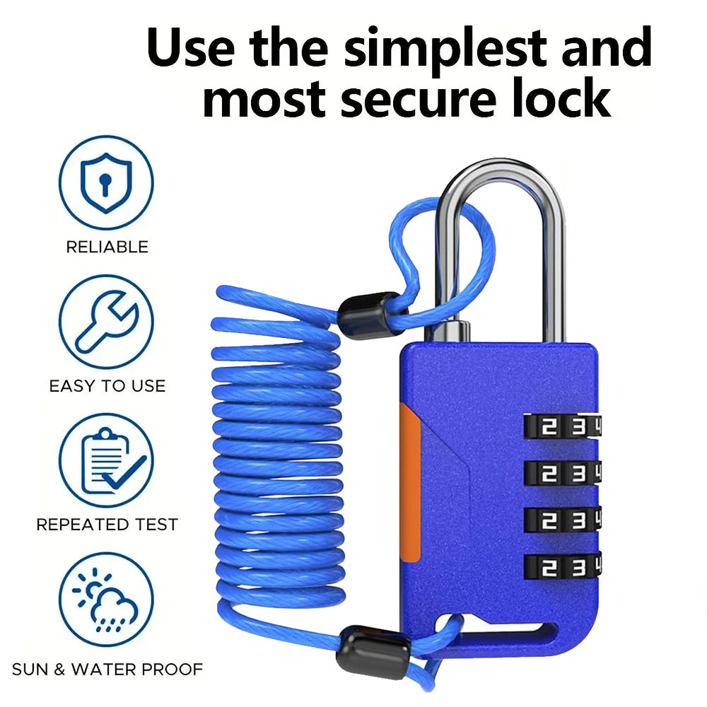 Travel Backpack Anti Theft - 4-значный кодовый замок с выдвижным кабелем,