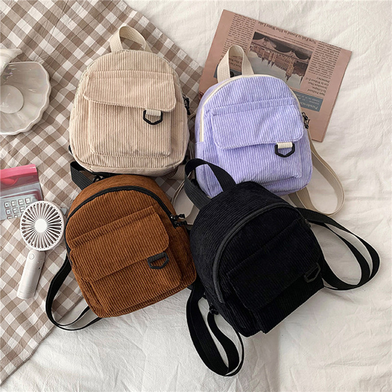 Сплошной цвет мини-рюкзак вель – обзор и цена Fashion Backpack Women